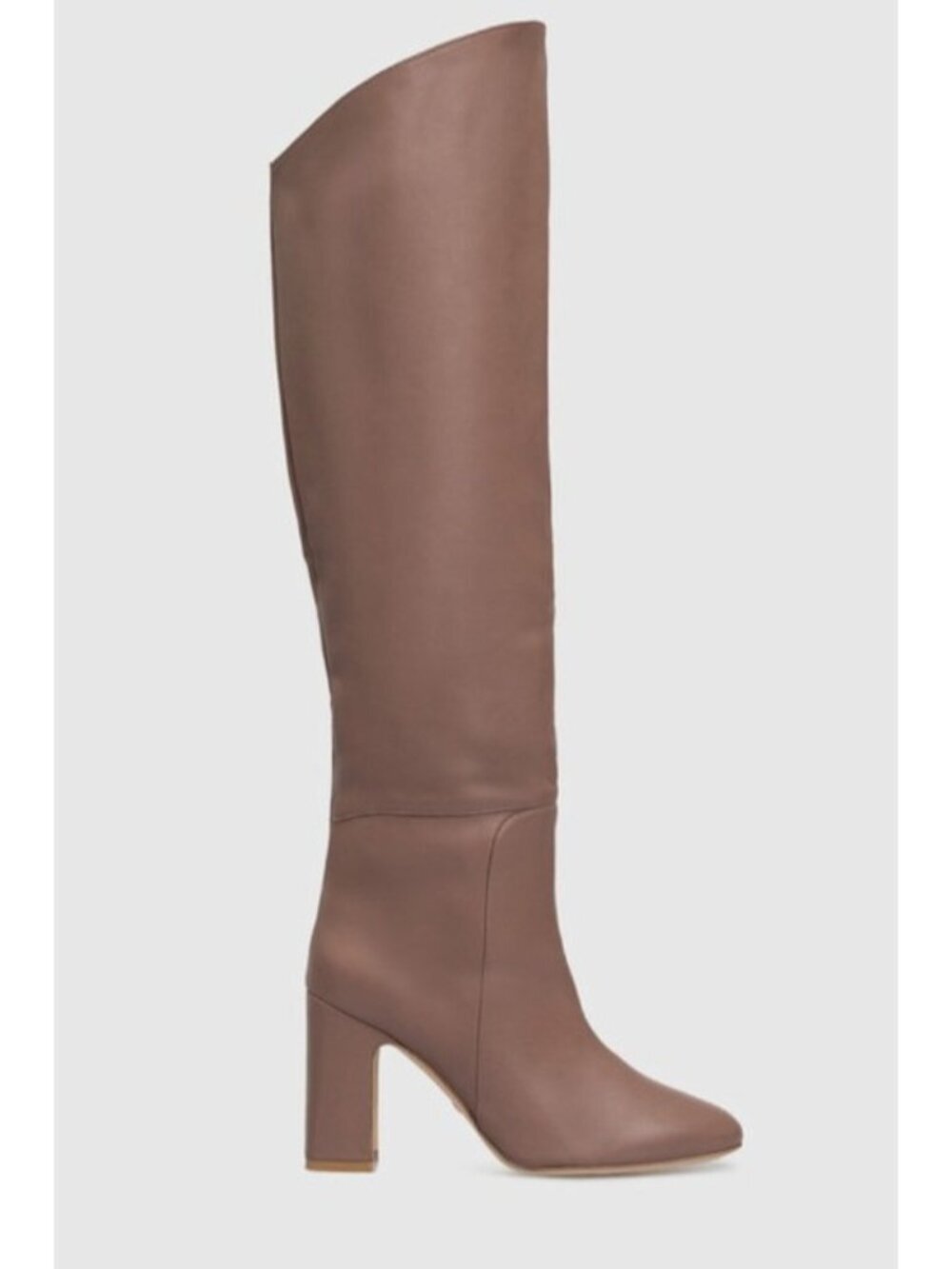 Stuart Weitzman Brown Leather Suede Cuff Knee High Boots Block Heel Size 9 Spain